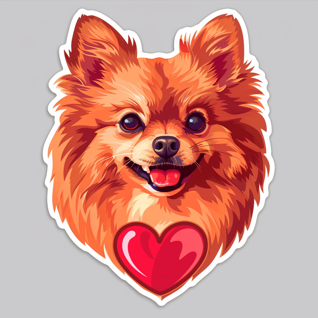 Sticker of a Pomeranian Dog majestic Expressive surreal Heartcore Vinyl Decal Sticker for Car, Laptop, Tumbler and more # F013972