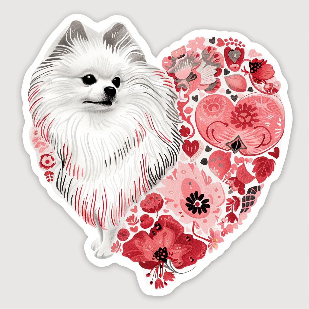 Sticker of a Pomeranian Dog majestic Expressive surreal Heartcore Vinyl Decal Sticker for Car, Laptop, Tumbler and more # F014124