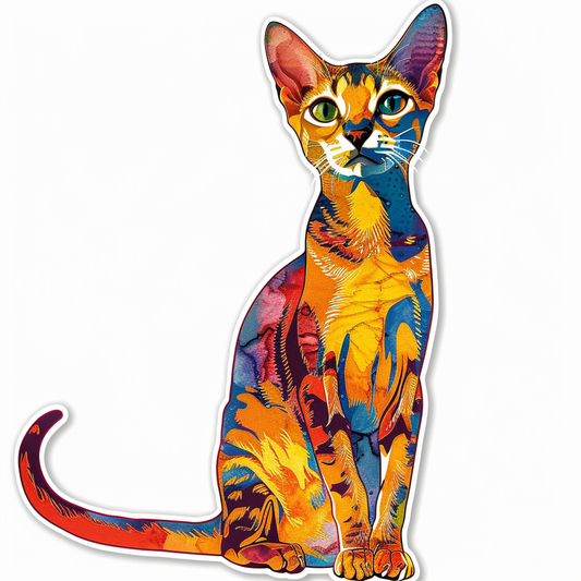 Abyssinian Cat astronaut majestic Expressive surreal Vinyl Decal Sticker for Car, Laptop, Tumbler and more # F021106-4" x 4"