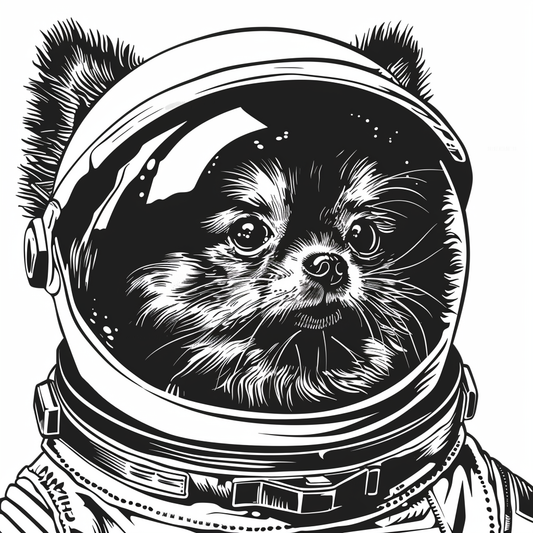 Sticker of a Pomeranian Dog astronaut majestic Expressive surreal Vinyl Decal Sticker for Car, Laptop, Tumbler and more # F013882