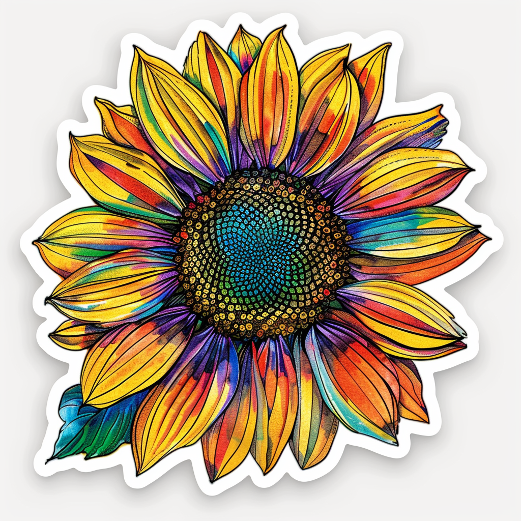 Sunflower flower majestic Expressive surreal Vinyl Decal Sticker for Car, Laptop, Tumbler and more # F023031