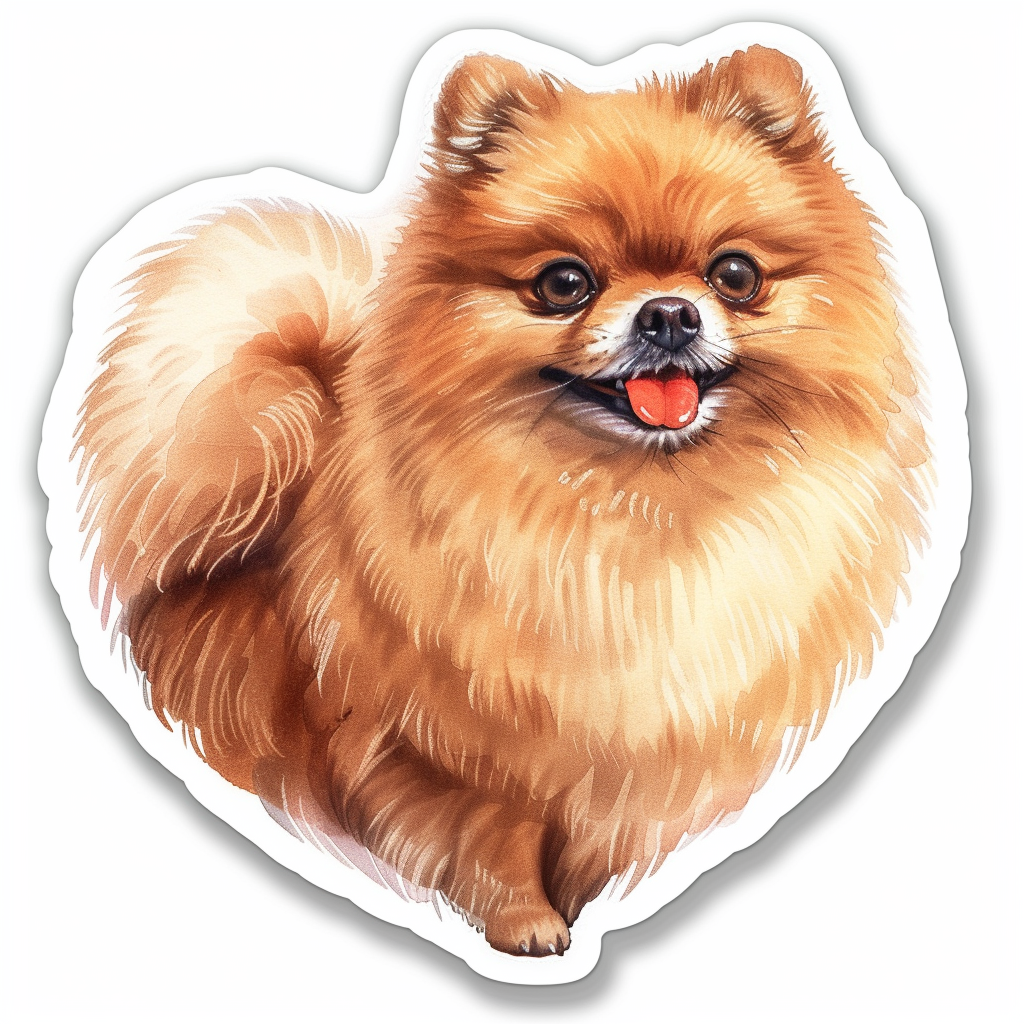 Sticker of a Pomeranian Dog majestic Expressive surreal Heartcore Vinyl Decal Sticker for Car, Laptop, Tumbler and more # F014016