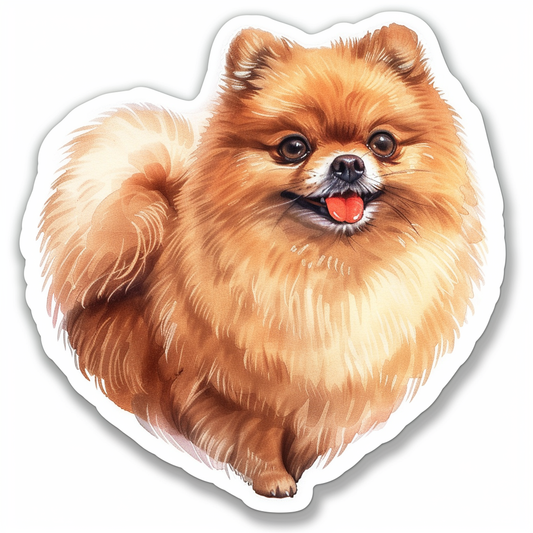 Sticker of a Pomeranian Dog majestic Expressive surreal Heartcore Vinyl Decal Sticker for Car, Laptop, Tumbler and more # F014016