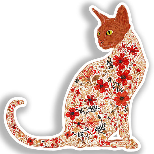 Abyssian Cat Vinyl Decal Sticker for Car, Laptop, Tumbler and more # A018843-4" x 4"