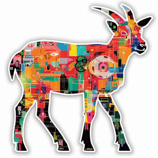 Goat cyber punk majestic Expressive surreal Vinyl Decal Sticker for Car, Laptop, Tumbler and more # F020610-4" x 4"