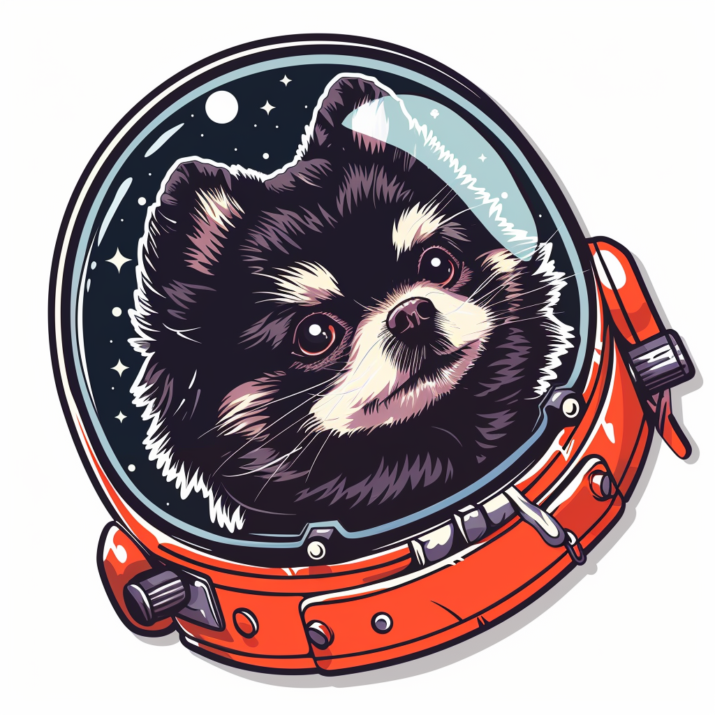 Sticker of a Pomeranian Dog astronaut majestic Expressive surreal Vinyl Decal Sticker for Car, Laptop, Tumbler and more # F013836
