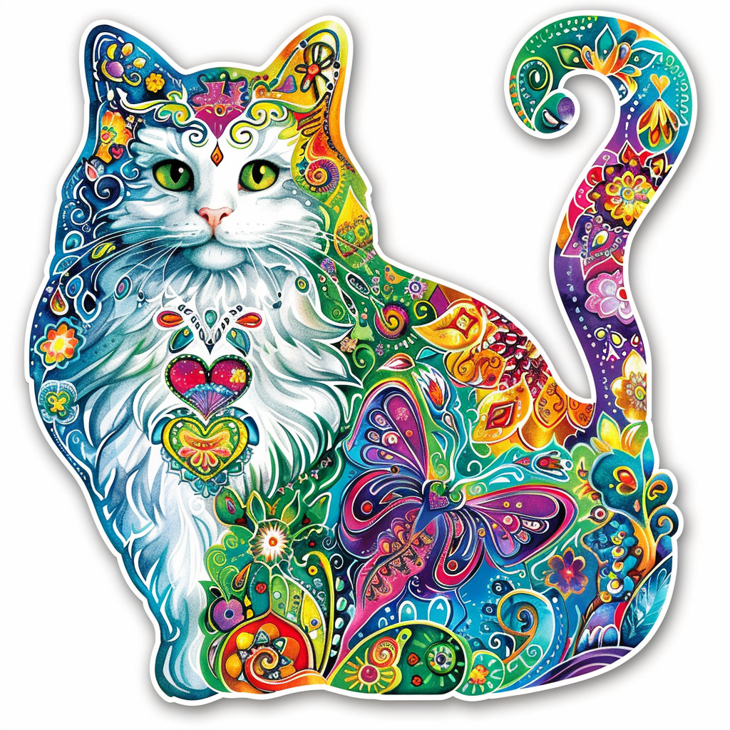 Sticker of a Persian Cat Expressive surreal Vinyl Decal Sticker for Car, Laptop, Tumbler and more # F016383