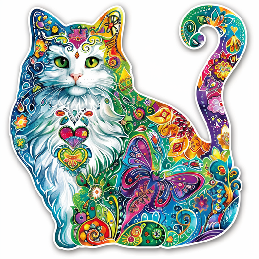 Sticker of a Persian Cat Expressive surreal Vinyl Decal Sticker for Car, Laptop, Tumbler and more # F016383