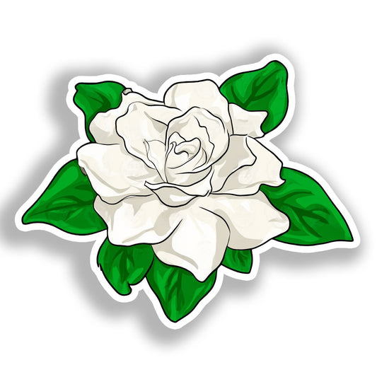 Gardenia Flower Vinyl Decal Sticker for Car, Laptop, Tumbler and more # A019613-4" x 4"