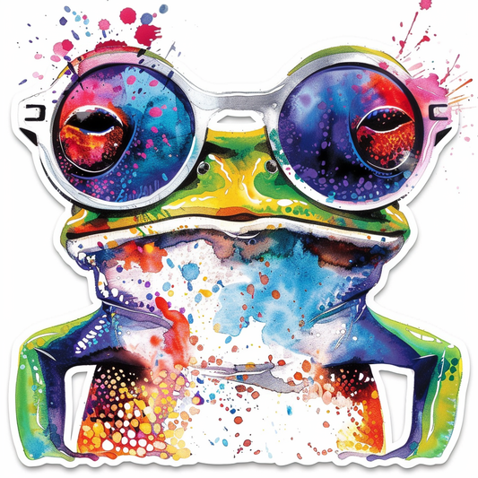 Frog wearing sunglasses majestic Expressive surreal Vinyl Decal Sticker for Car, Laptop, Tumbler and more # F016685