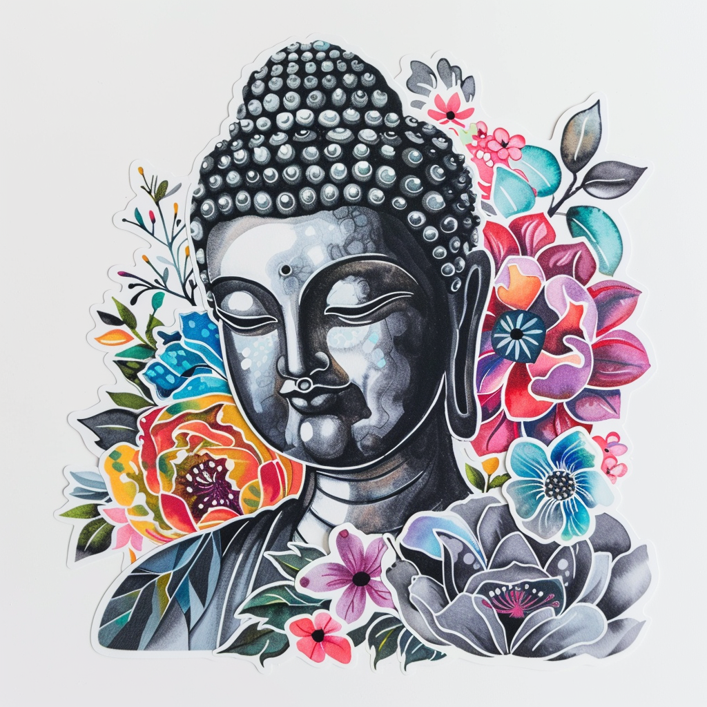 Buddha cartoon majestic Expressive surreal Vinyl Decal Sticker for Car, Laptop, Tumbler and more # F016966