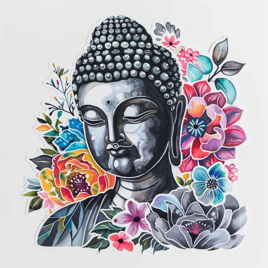 Buddha cartoon majestic Expressive surreal Vinyl Decal Sticker for Car, Laptop, Tumbler and more # F016966