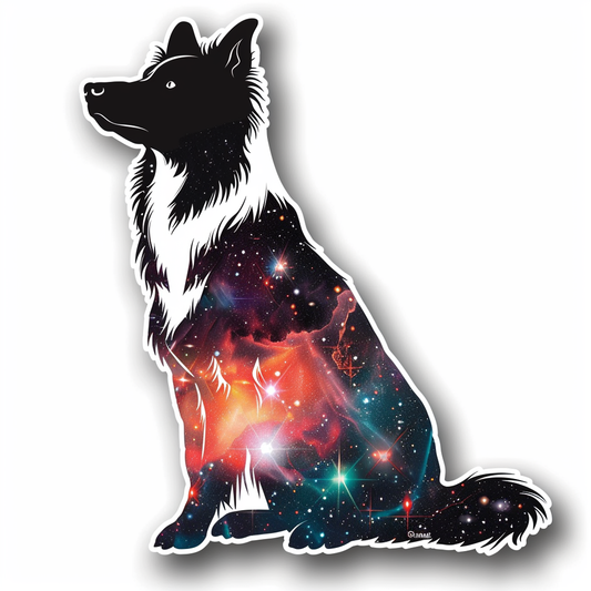 Border Collie Dog majestic Expressive surreal Vinyl Decal Sticker for Car, Laptop, Tumbler and more # F021819-4" x 4"