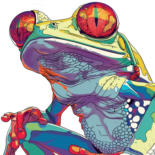 Sticker of a Frog cute and adorable Expressive surreal Vinyl Decal Sticker for Car, Laptop, Tumbler and more # F016678