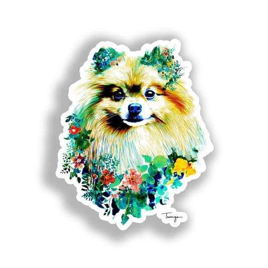 Pomeranian Dog Vinyl Decal Sticker for Car, Laptop, Tumbler and more # A017487-4" x 4"