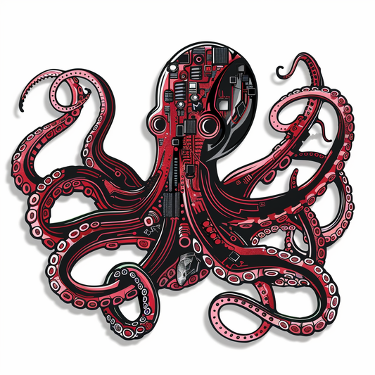 Sticker of a Octopus cyber punk majestic Expressive surreal Vinyl Decal Sticker for Car, Laptop, Tumbler and more # F015610