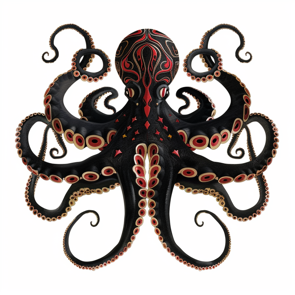 Sticker of a Octopus heartcore majestic Expressive surreal Vinyl Decal Sticker for Car, Laptop, Tumbler and more # F015694