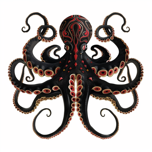 Sticker of a Octopus heartcore majestic Expressive surreal Vinyl Decal Sticker for Car, Laptop, Tumbler and more # F015694