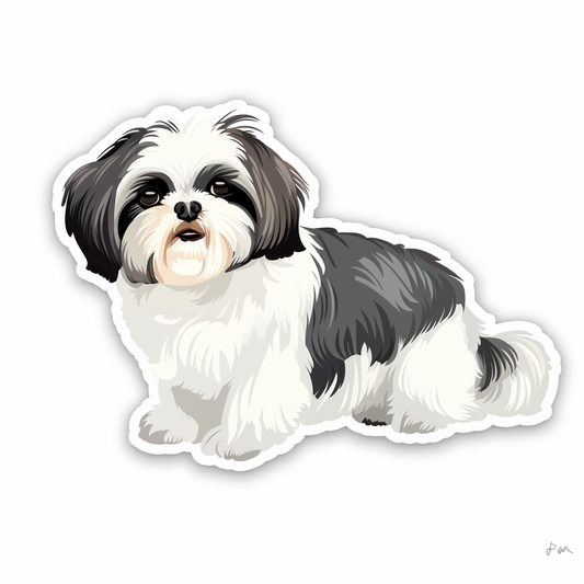 Adorable Shih Tzu Dog Expressive surreal Vinyl Decal Sticker for Car, Laptop, Tumbler and more # F018299
