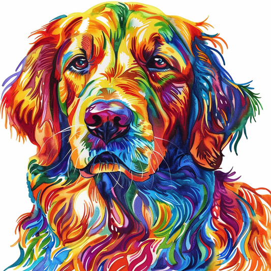 Golden Retriever Expressive surreal Vinyl Decal Sticker for Car, Laptop, Tumbler and more # F020375-4" x 4"
