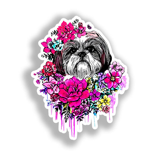 Shih Tzu Dog Vinyl Decal Sticker for Car, Laptop, Tumbler and more # A019193-4" x 4"