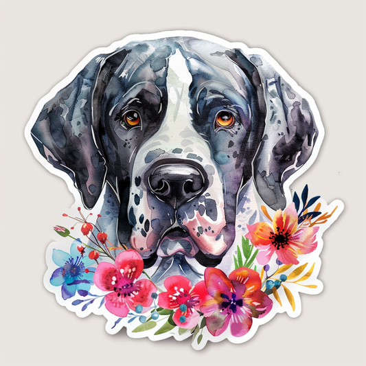 Adorable Great Dane Dog Expressive surreal Vinyl Decal Sticker for Car, Laptop, Tumbler and more # F018012