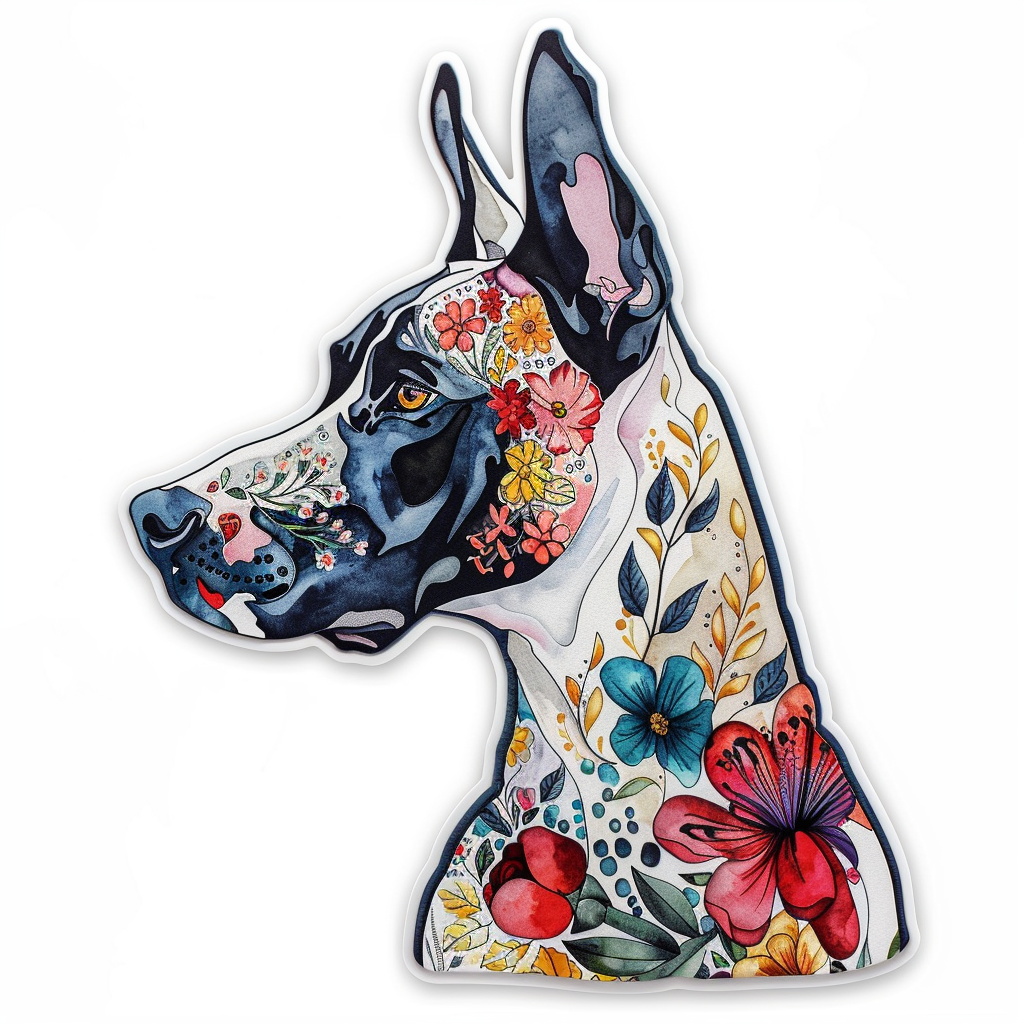Adorable Great Dane Dog Expressive surreal Vinyl Decal Sticker for Car, Laptop, Tumbler and more # F017858