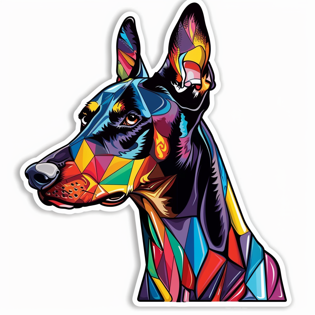 Doberman Pinscher Dog cyber punk Expressive surreal Vinyl Decal Sticker for Car, Laptop, Tumbler and more # F019417-4" x 4"