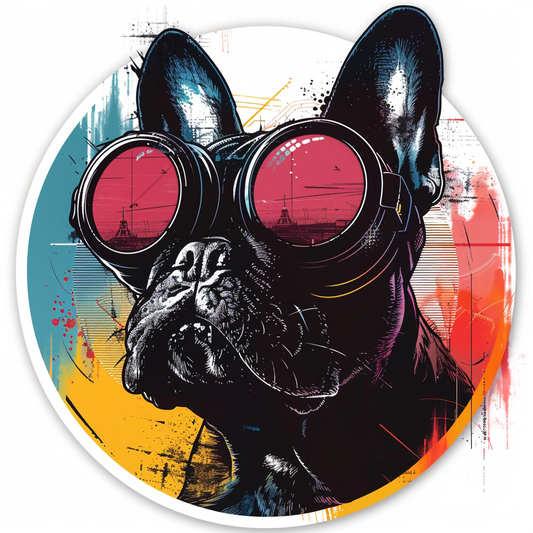 Bulldog Dog cyber punk majestic Expressive surreal Vinyl Decal Sticker for Car, Laptop, Tumbler and more # F017542