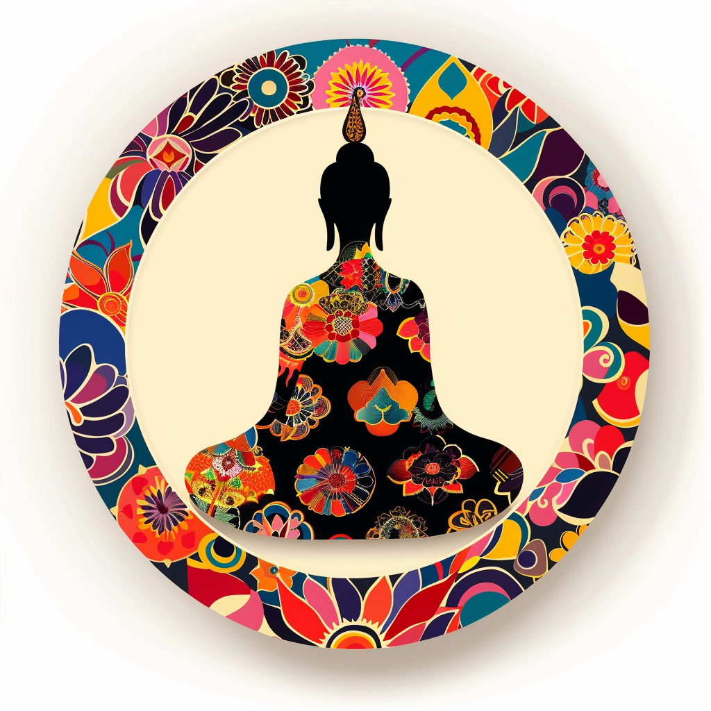 Buddha cartoon majestic Expressive surreal Vinyl Decal Sticker for Car, Laptop, Tumbler and more # F016984