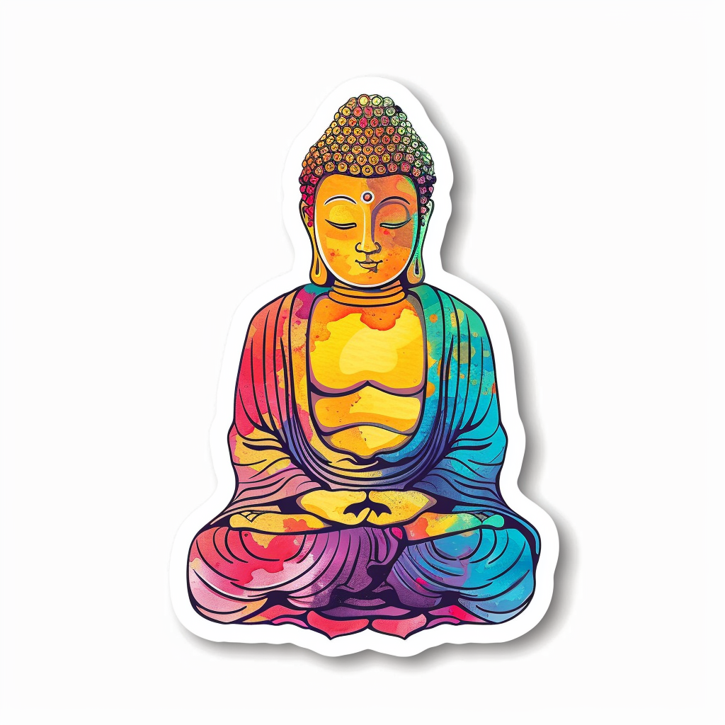 Buddha cartoon majestic Expressive surreal Vinyl Decal Sticker for Car, Laptop, Tumbler and more # F017140
