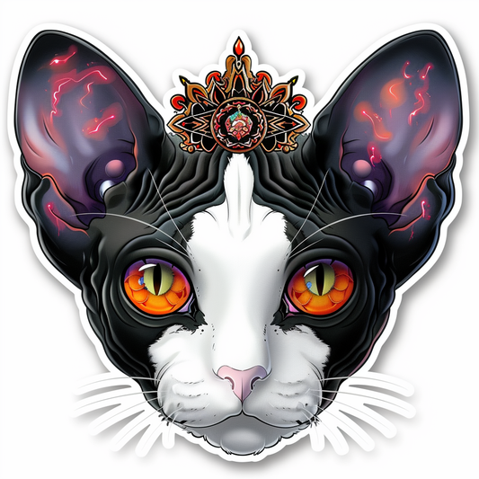 Adorable Cornish Rex Cat Expressive surreal Vinyl Decal Sticker for Car, Laptop, Tumbler and more # F021425-4" x 4"