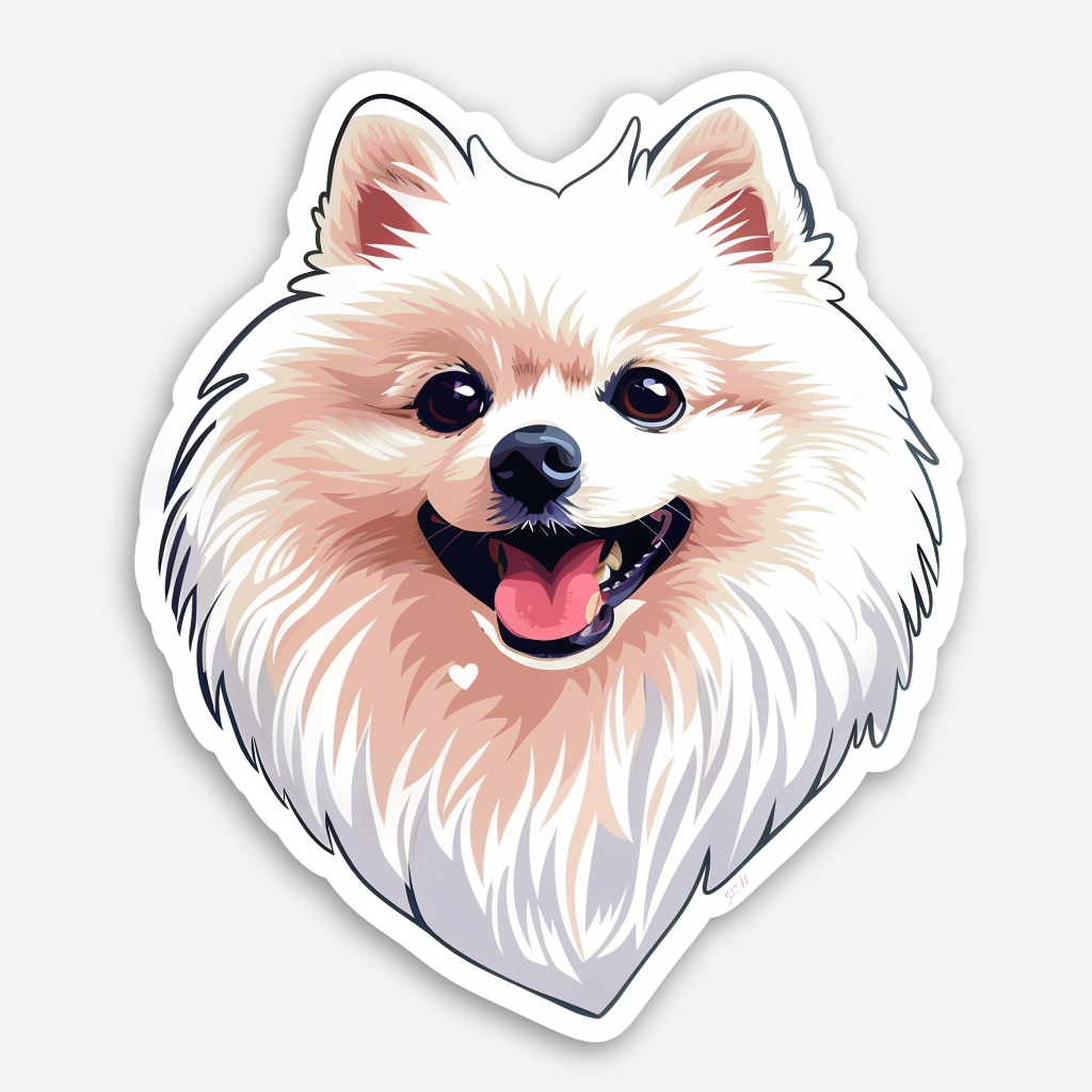 Sticker of a Pomeranian Dog majestic Expressive surreal Vinyl Decal Sticker for Car, Laptop, Tumbler and more # F013999
