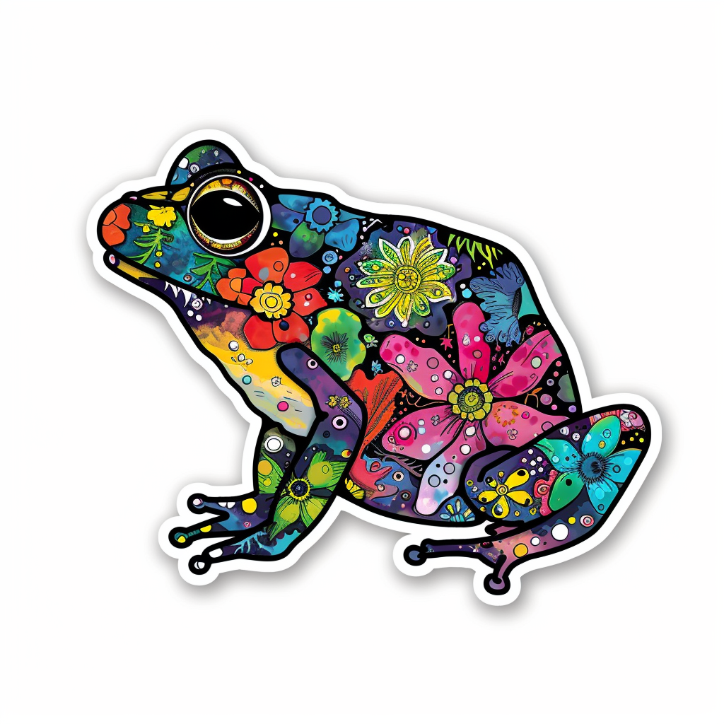 Sticker of a Frog majestic Expressive surreal Vinyl Decal Sticker for Car, Laptop, Tumbler and more # F015892