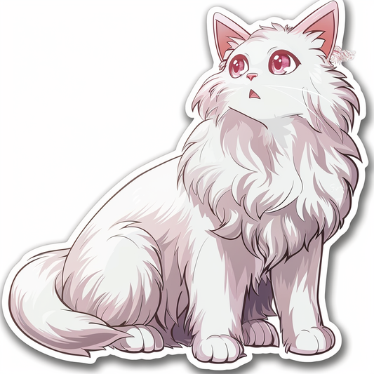 Adorable Turkish Angora Cat  Vinyl Decal Sticker for Car, Laptop, Tumbler and more # F020909-4" x 4"