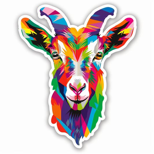 Goat majestic Expressive surreal Vinyl Decal Sticker for Car, Laptop, Tumbler and more # F020459-4" x 4"