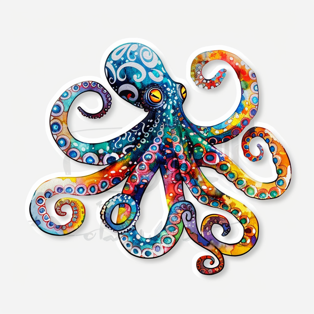 Sticker of an Octopus astronaut majestic Expressive surreal Vinyl Decal Sticker for Car, Laptop, Tumbler and more # F015658