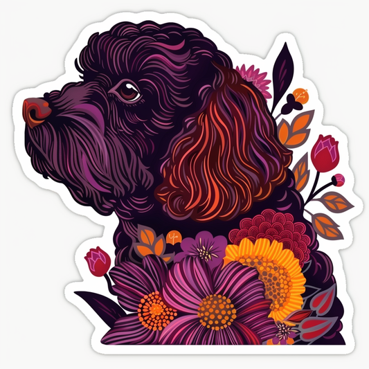 Poodle Dog floral Vinyl Decal Sticker for Car, Laptop, Tumbler and more # F012573