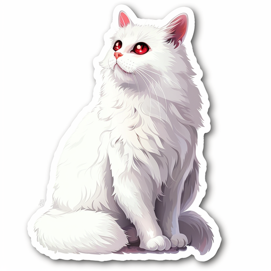 Adorable Turkish Angora Cat  Vinyl Decal Sticker for Car, Laptop, Tumbler and more # F021610-4" x 4"