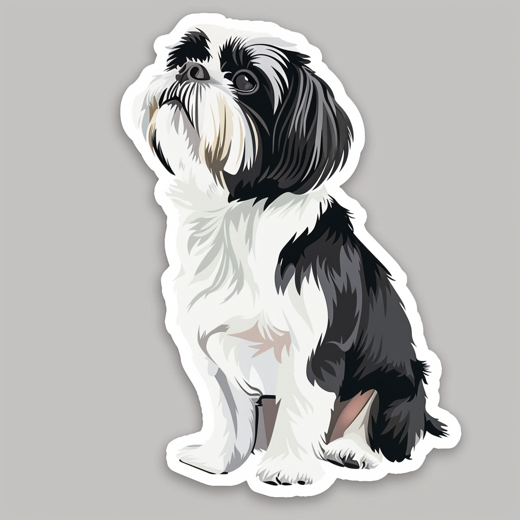 Adorable Shih Tzu Dog Expressive surreal Vinyl Decal Sticker for Car, Laptop, Tumbler and more # F018502