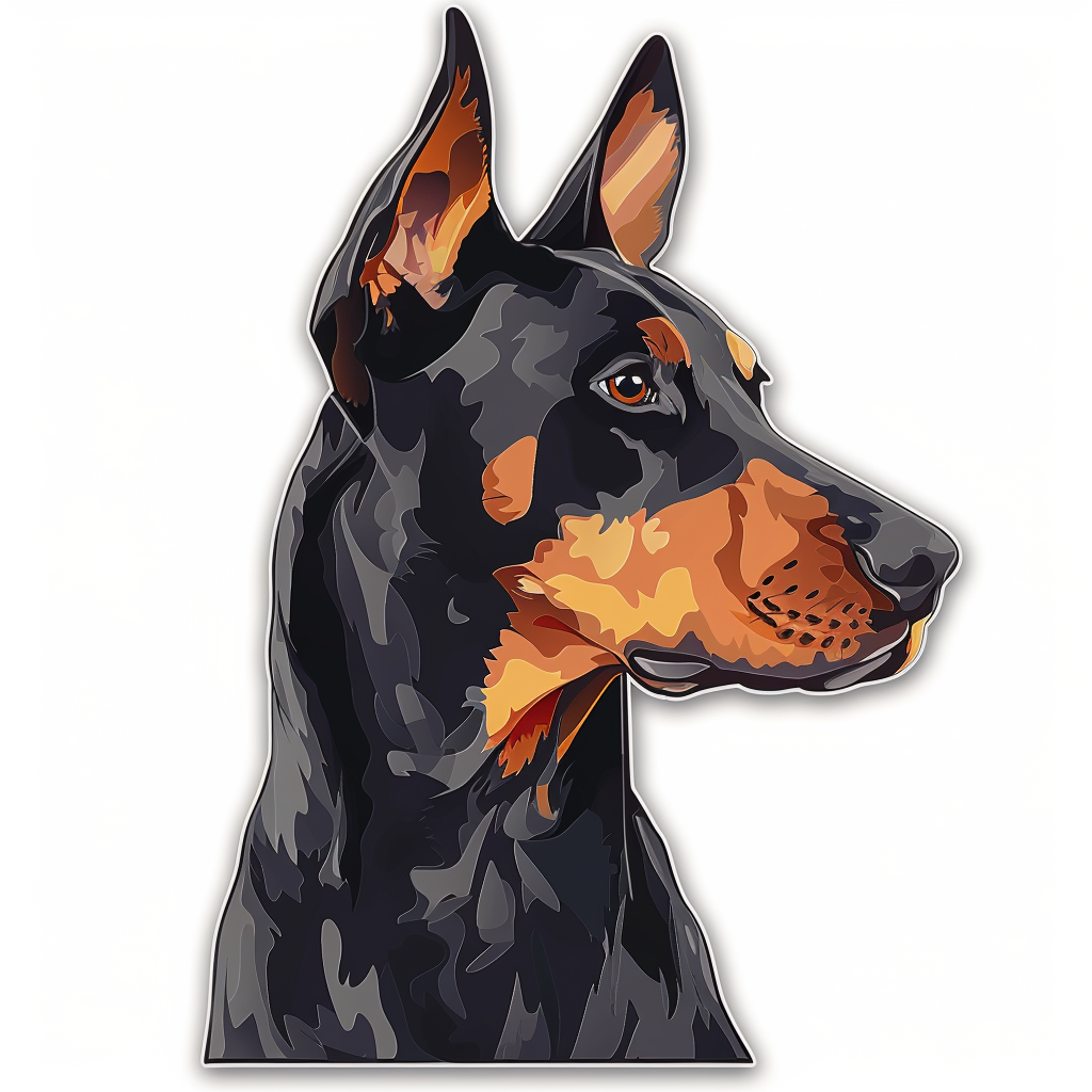 Sticker of a Doberman Pinscher Dog majestic Expressive surreal Vinyl Decal Sticker for Car, Laptop, Tumbler and more # F019245