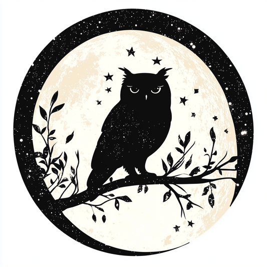 Owl Moon and Stars Vinyl Decal Sticker for Car, Laptop, Tumbler and more # F025759