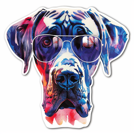 Adorable Great Dane Dog Expressive surreal Vinyl Decal Sticker for Car, Laptop, Tumbler and more # F018091