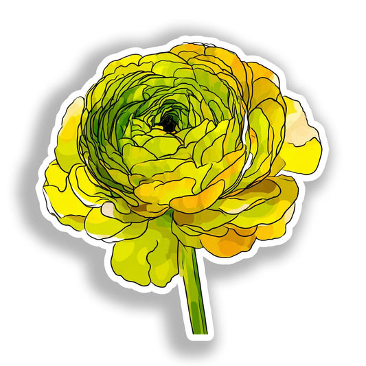 Ranunculus Flower Vinyl Decal Sticker for Car, Laptop, Tumbler and more # A019250-4" x 4"