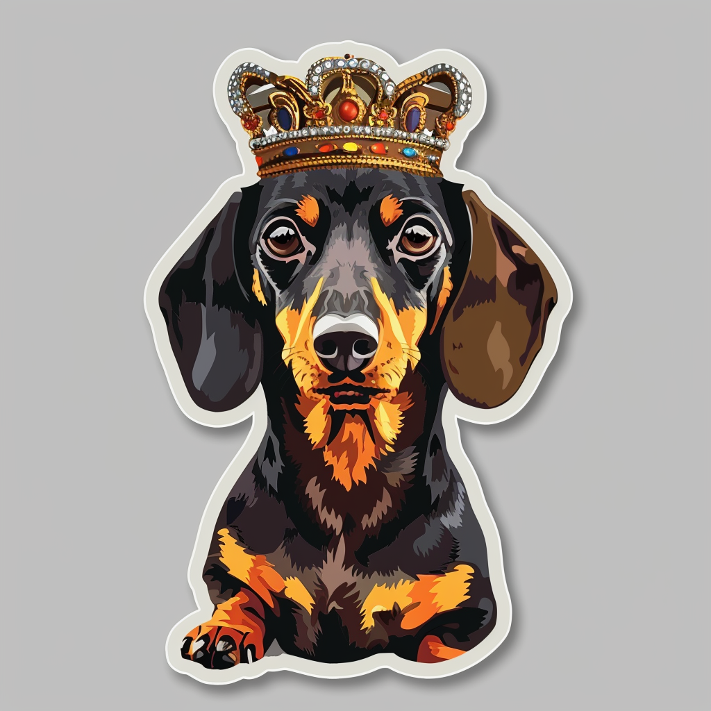 Dachshund Dog crowned Vinyl Decal Sticker for Car, Laptop, Tumbler and more # F013193
