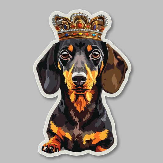Dachshund Dog crowned Vinyl Decal Sticker for Car, Laptop, Tumbler and more # F013193