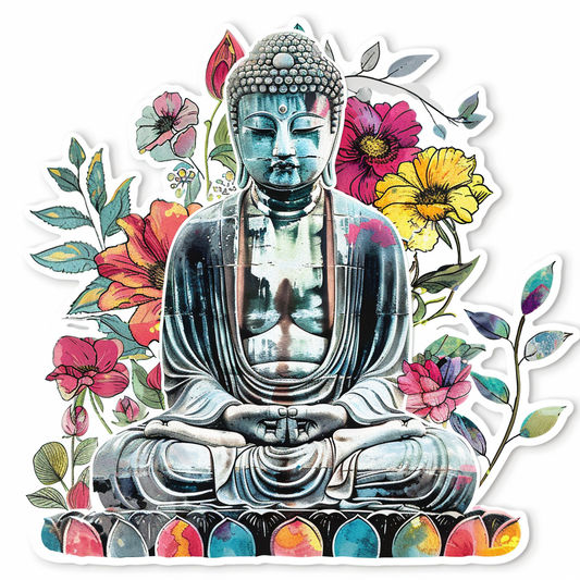 Buddha floral majestic Expressive surreal Vinyl Decal Sticker for Car, Laptop, Tumbler and more # F016964