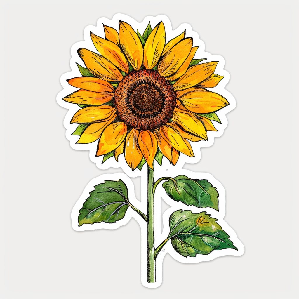 Sunflower flower majestic Expressive surreal Vinyl Decal Sticker for Car, Laptop, Tumbler and more # F023013