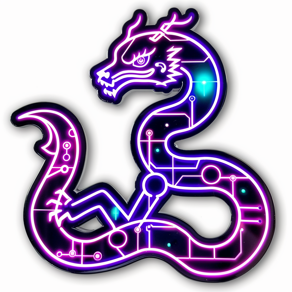 Dragon cyber punk majestic Expressive surreal Vinyl Decal Sticker for Car, Laptop, Tumbler and more # F019112-4" x 4"