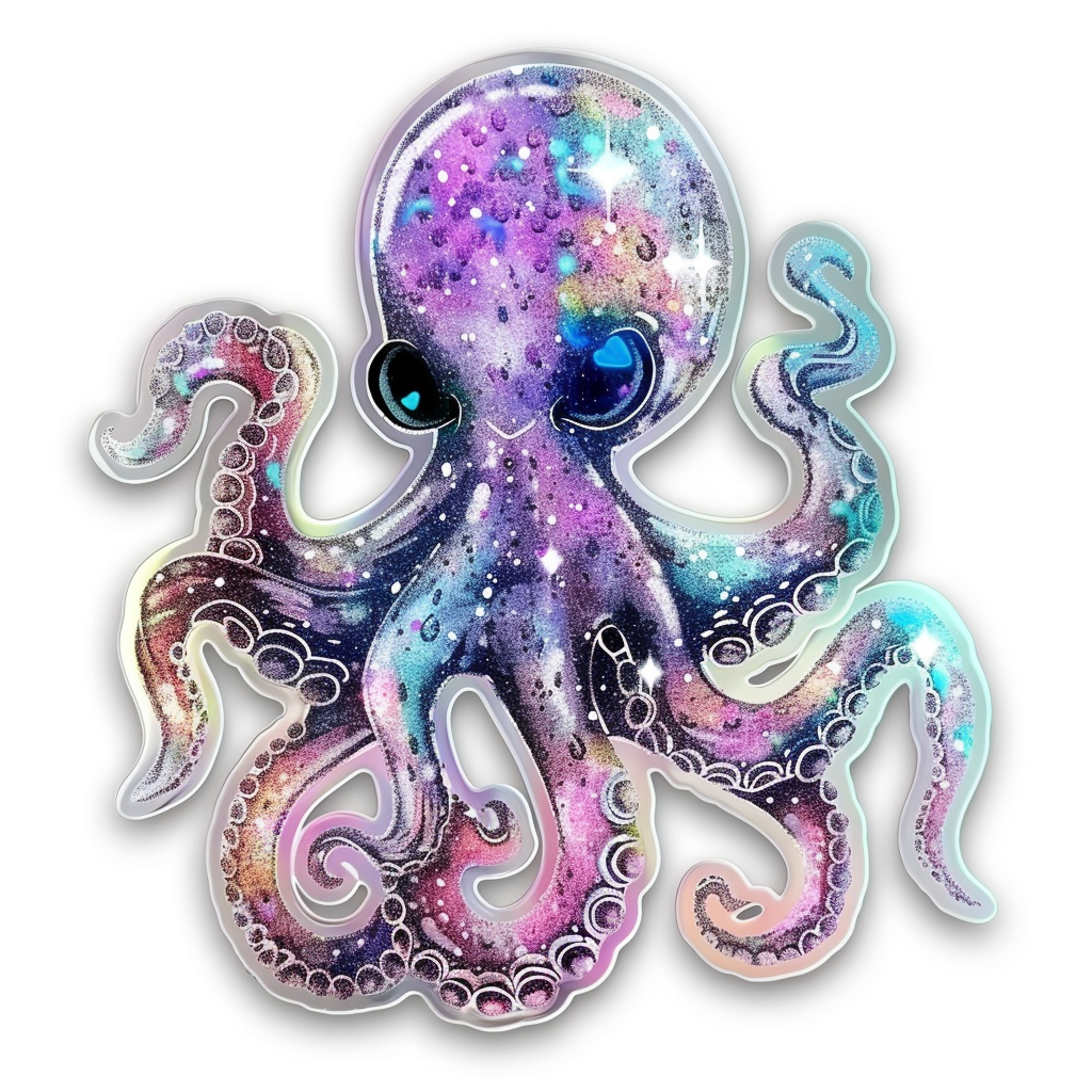 Sticker of a Octopus heartcore texture Expressive surreal Vinyl Decal Sticker for Car, Laptop, Tumbler and more # F015764